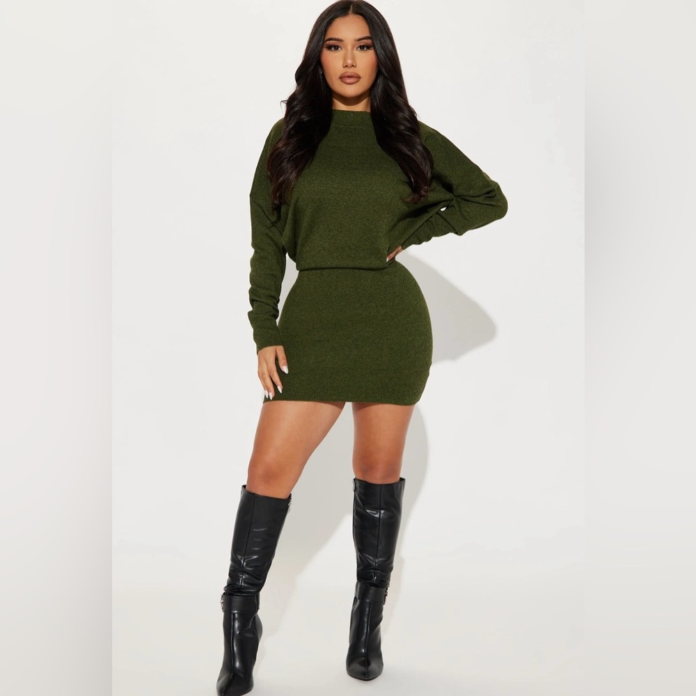 Olive Sweater Dress